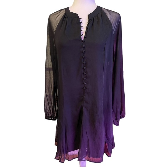 JOIE Long Balloon Sleeve MIDI Dress Black M - Picture 6 of 10